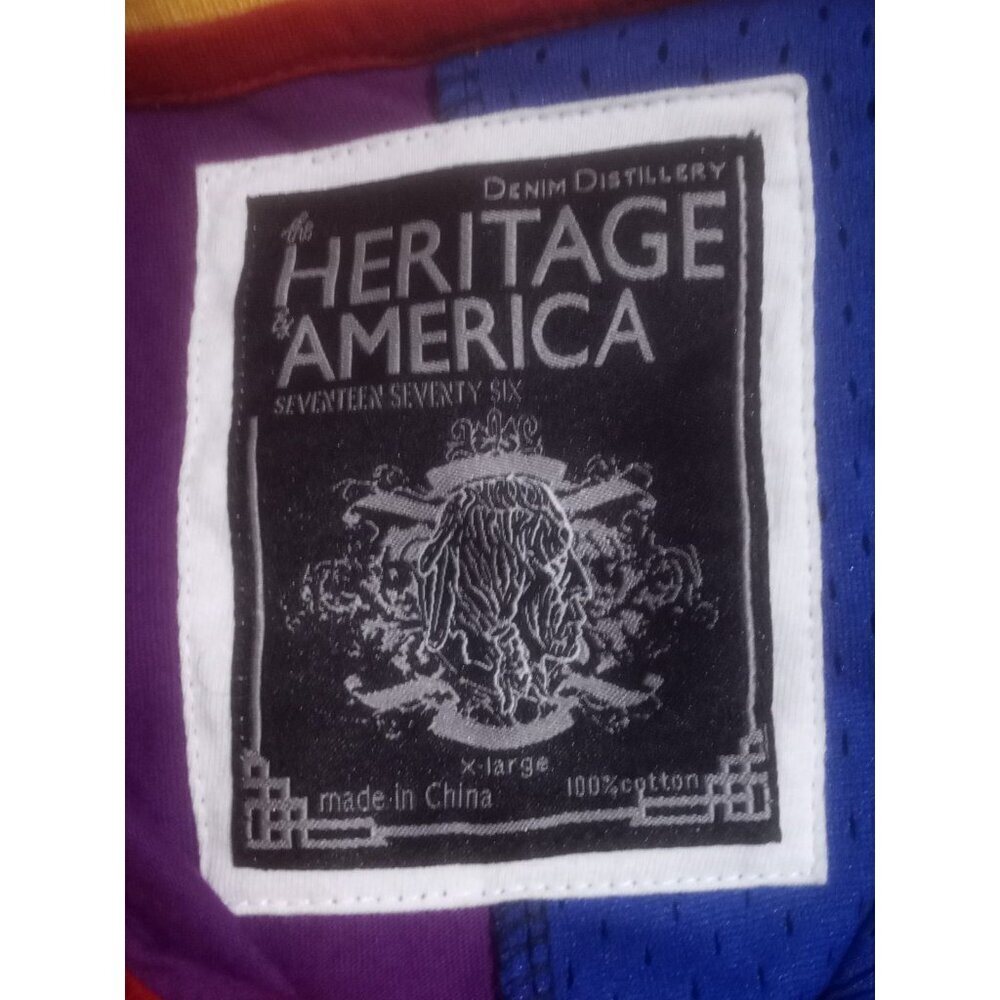 Heritage America 1776 Denim Distillery All Over Stitched Shirt True Sz Is Large - Picture 7 of 10